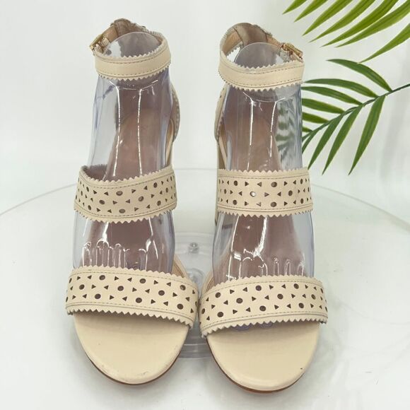 Botkier Gemi Sandals Women's Size 9.5 Ivory Cream Leather Block Heel Shoes - Picture 5 of 16